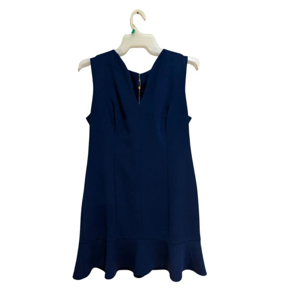 Plus Size Navy Work Dress 16 Flounce Hem Sleeveless Office Career
